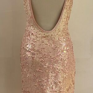 80's Vintage Pink Cathy Hardwick Sequin Tank Dress